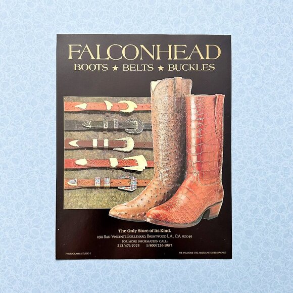 Falconhead Boots Belts Buckles Vintage Ad – Western Fashion Art Print - Picture 1 of 7